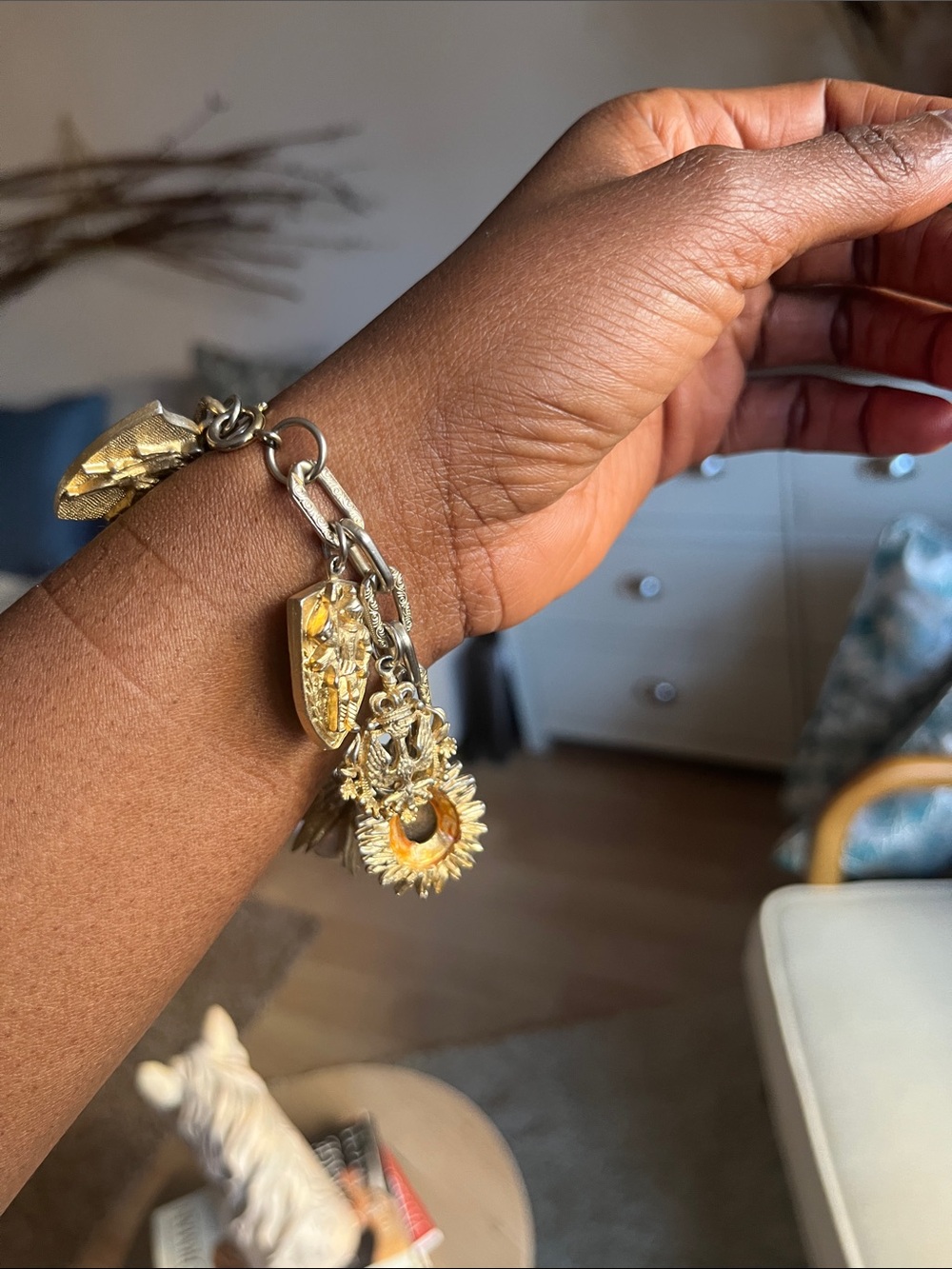 Gold Charm Bracelet - Women's Gold-Tone Sunflower Charm
